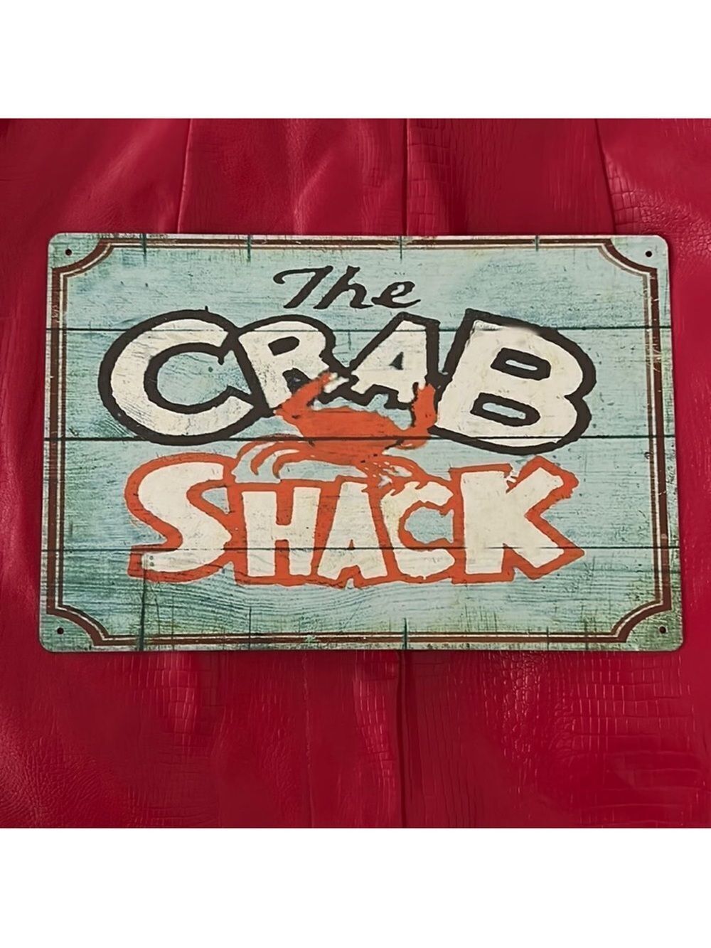 “The CRAB SHACK” Tin Metal Sea Green White Orange Restaurant Rustic Decor Sign